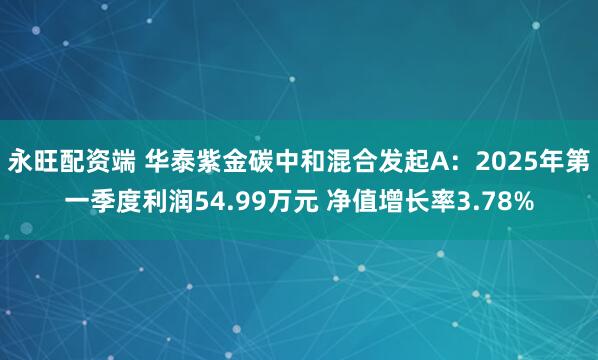 永旺配资端 华泰紫金碳中和混合发起A：2025年第一季度利润54.99万元 净值增长率3.78%