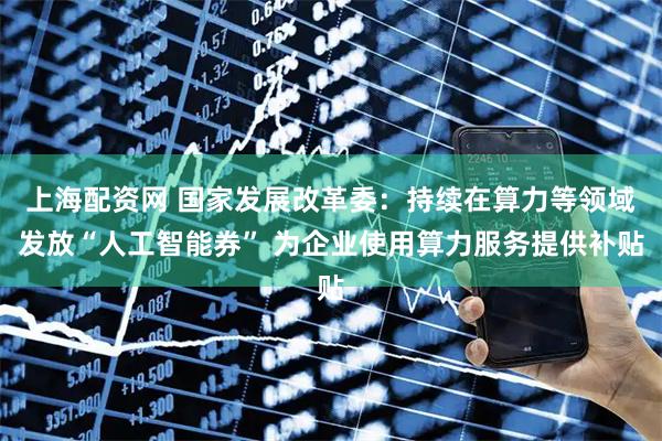 上海配资网 国家发展改革委：持续在算力等领域发放“人工智能券” 为企业使用算力服务提供补贴